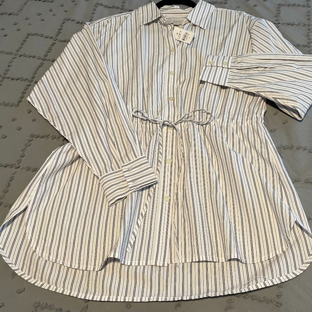Loft Striped Drawstring Tunic Shirt - Picture 4 of 4
